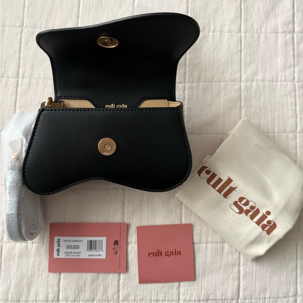 NWT $398 CULT GAIA Kazia Nano Crossbody Leather Bag In Black - Picture 3 of 12